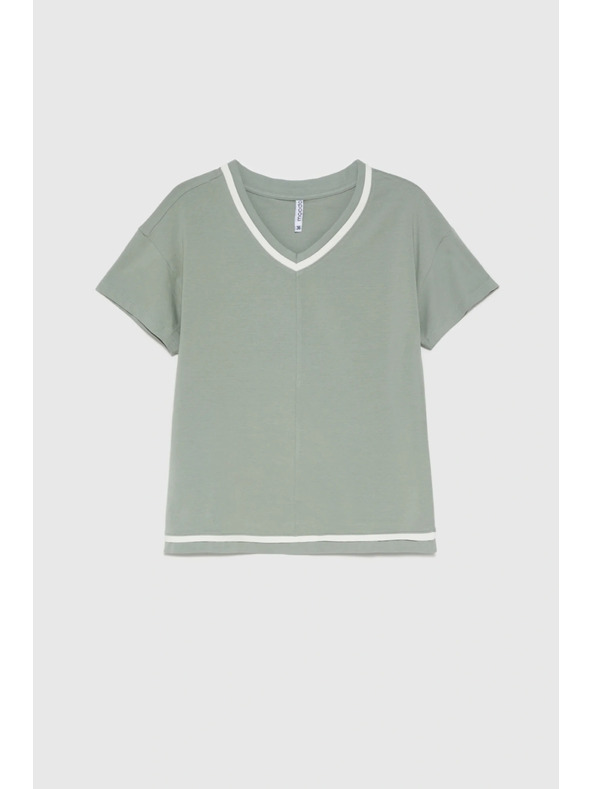 Moodo Olivna bluza z V izrezom Moodo