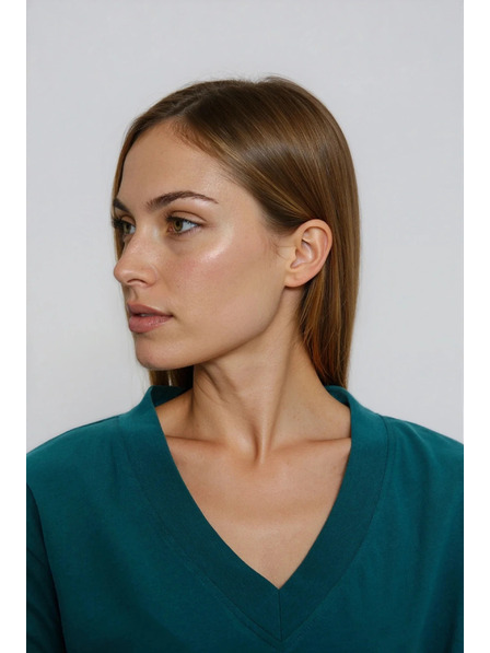 Moodo Bombažna majica z "V" izrezom zelena Moodo