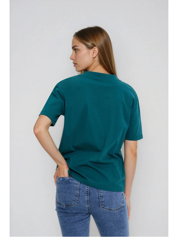 Moodo Bombažna majica z "V" izrezom zelena Moodo