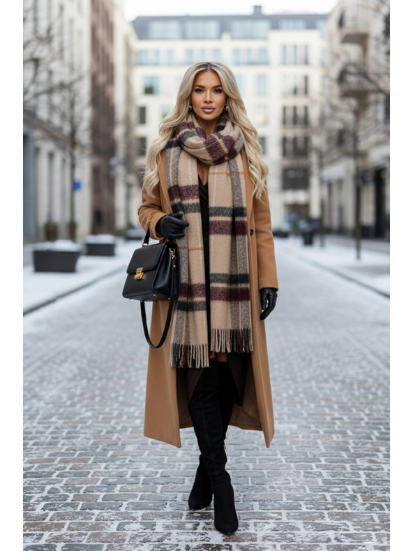 numoco Elegantne dolge obleke s prekrižanim izrezom in razporkom - čokoladnorjave