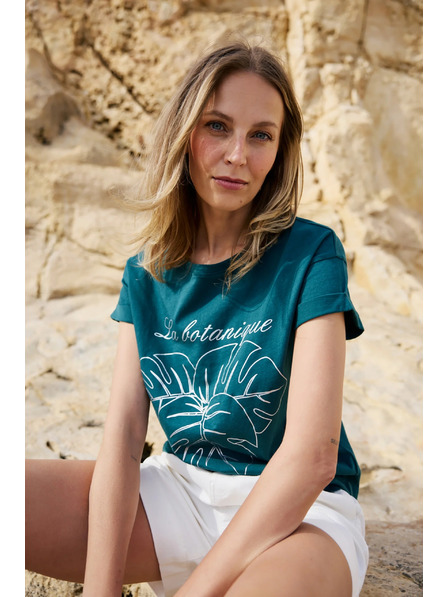 Moodo Bombažna majica s tiskom zelena Moodo