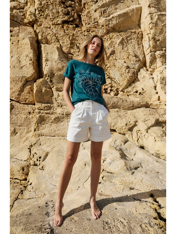 Moodo Bombažna majica s tiskom zelena Moodo