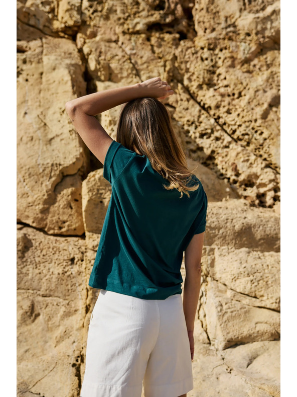 Moodo Bombažna majica s tiskom zelena Moodo