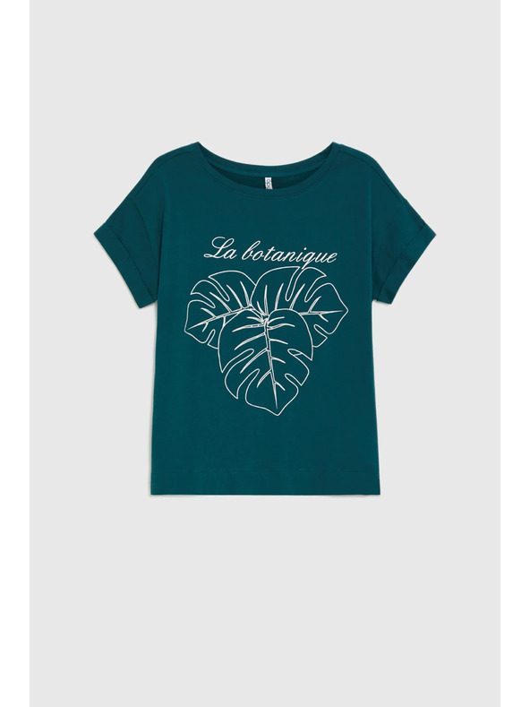 Moodo Bombažna majica s tiskom zelena Moodo