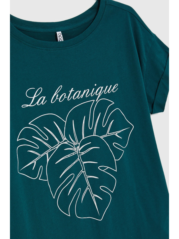 Moodo Bombažna majica s tiskom zelena Moodo