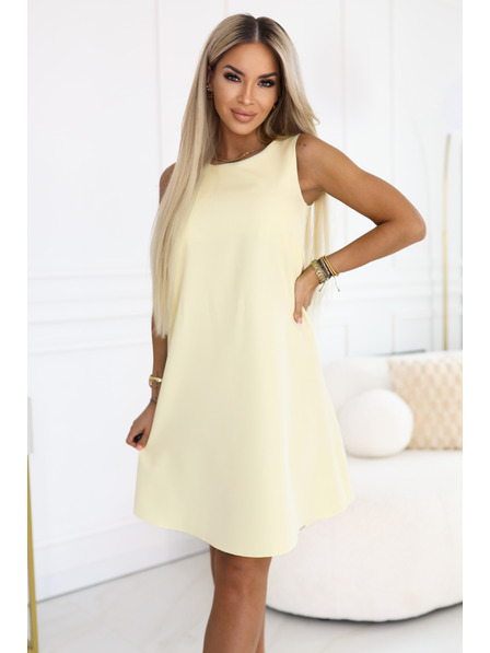 numoco VICTORIA Trapezna obleka brez rokavov s pasom - masleno rumena