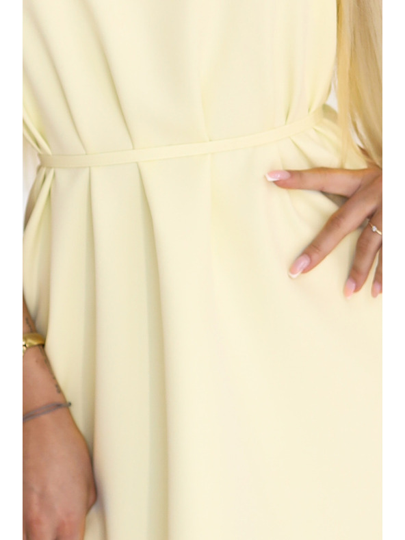 numoco VICTORIA Trapezna obleka brez rokavov s pasom - masleno rumena