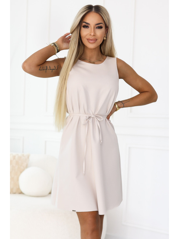 numoco VICTORIA Trapezne obleke brez rokavov s paskom - bež