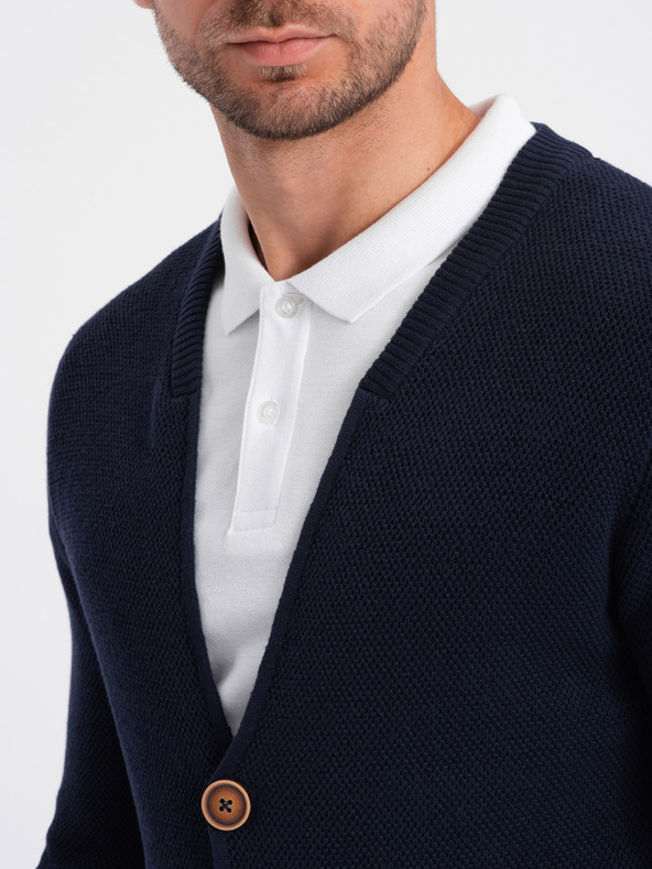 Ombre Clothing Temno modra moška jopica z žepi Ombre Clothing