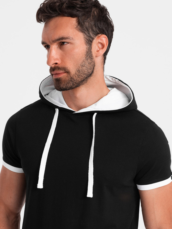 Ombre Clothing Črna moška majica s kapuco Ombre Clothing