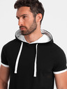 Ombre Clothing Črna moška majica s kapuco Ombre Clothing