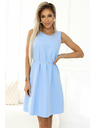 numoco 296-12 VICTORIA Trapezne obleke brez rokavov z pasom - klasika z modernim pridihom - svetlo modre