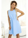 numoco 296-12 VICTORIA Trapezne obleke brez rokavov z pasom - klasika z modernim pridihom - svetlo modre