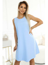 numoco 296-12 VICTORIA Trapezne obleke brez rokavov z pasom - klasika z modernim pridihom - svetlo modre