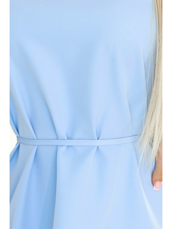 numoco 296-12 VICTORIA Trapezne obleke brez rokavov z pasom - klasika z modernim pridihom - svetlo modre