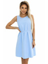 numoco 296-12 VICTORIA Trapezne obleke brez rokavov z pasom - klasika z modernim pridihom - svetlo modre