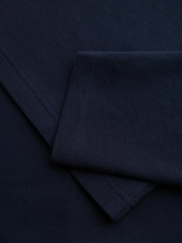 Ombre Clothing Moška majica BASIC z dolgimi rokavi in polo ovratnikom - temno modra V3 OM-POBL-0162 Ombre Clothing