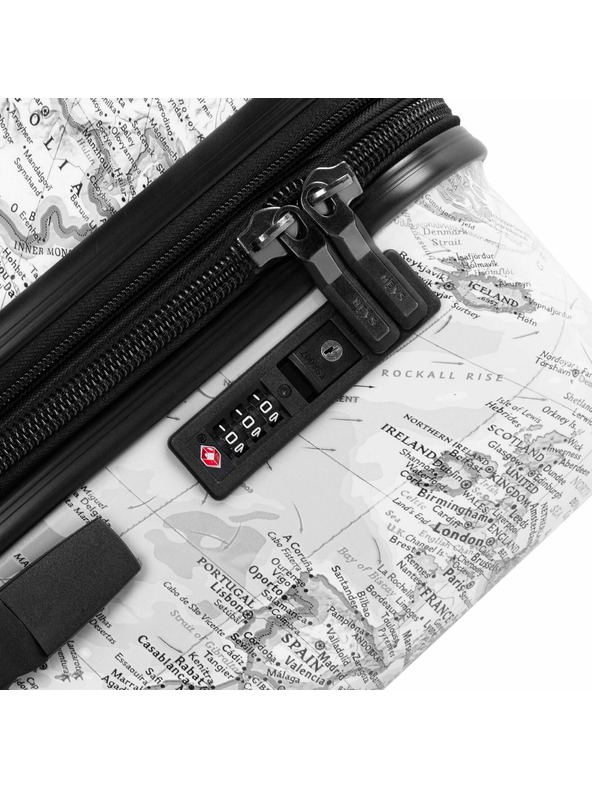 Heys Črno-beli potovalni kovček z vzorcem Heys Journey 3G M Črno-bela karta