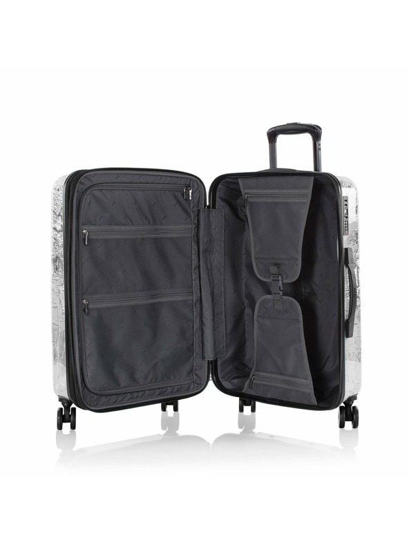 Heys Črno-beli potovalni kovček z vzorcem Heys Journey 3G M Črno-bela karta