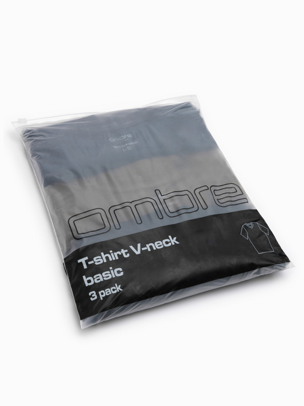 Ombre Clothing Moške bombažne majice BASIC s V izrezom - črna/mornarsko modra/temno olivna V7 OM-TSBS-0281 Ombre Clothing