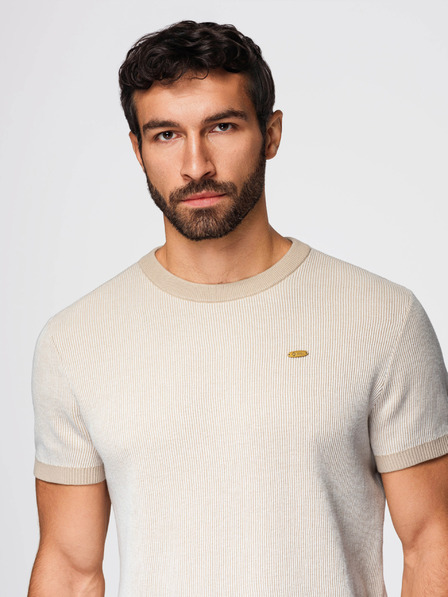 Ombre Clothing Moška strukturirana srajca iz bombažnega pletenine - bela V1 OM-TSCT-0265 Ombre Clothing