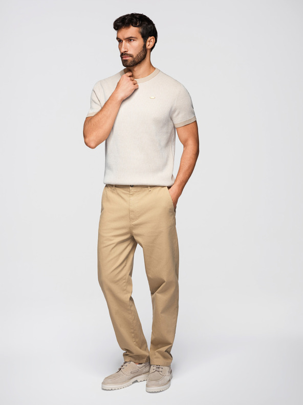 Ombre Clothing Moška strukturirana srajca iz bombažnega pletenine - bela V1 OM-TSCT-0265 Ombre Clothing