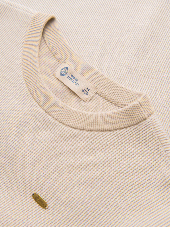 Ombre Clothing Moška strukturirana srajca iz bombažnega pletenine - bela V1 OM-TSCT-0265 Ombre Clothing