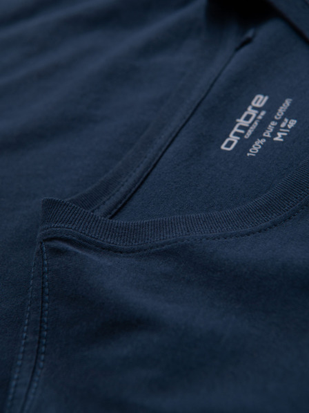 Ombre Clothing Moške bombažne majice BASIC s okroglim izrezom - črna/zelena/kaki V3 OM-TSBS-0268 Ombre Clothing