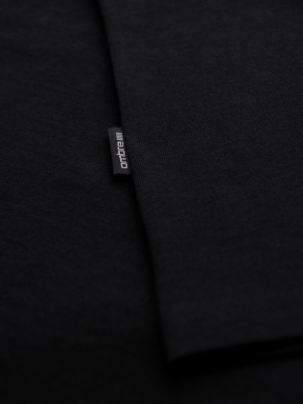 Ombre Clothing Moške bombažne majice BASIC s V izrezom - 3x črna V9 OM-TSBS-0281 (3x BLACK) Ombre Clothing