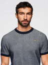 Ombre Clothing Moška majica iz strukturiranega bombažnega pletenine - temno modra V2 OM-TSCT-0265 Ombre Clothing