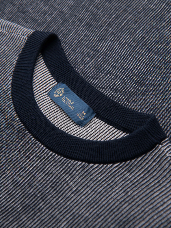 Ombre Clothing Moška majica iz strukturiranega bombažnega pletenine - temno modra V2 OM-TSCT-0265 Ombre Clothing