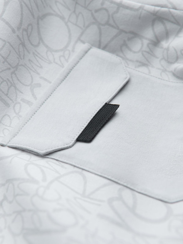 Ombre Clothing Moška bombažna majica s tiskom črk in žepom - belo-siva V3 S2042 Ombre Clothing