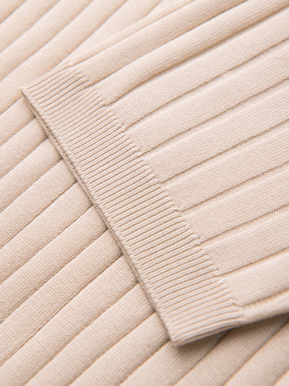 Ombre Clothing Moška polokošulja SLIM FIT iz viskoze z navpičnimi črtami - bež V2 OM-POSS-0169 Ombre Clothing