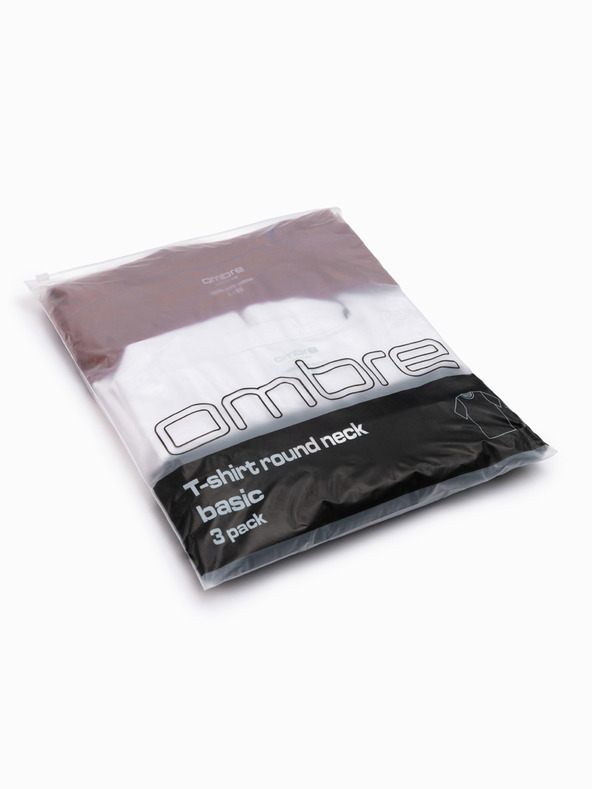 Ombre Clothing Moška bombažna majica BASIC s krožnim izrezom - črna/bela/temno rdeča V6 OM-TSBS-0268 Ombre Clothing