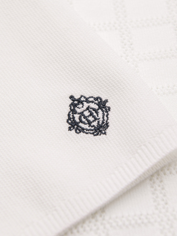 Ombre Clothing Moška viskozna prepletena polokošulja - bela V1 OM-POSS-0168 Ombre Clothing