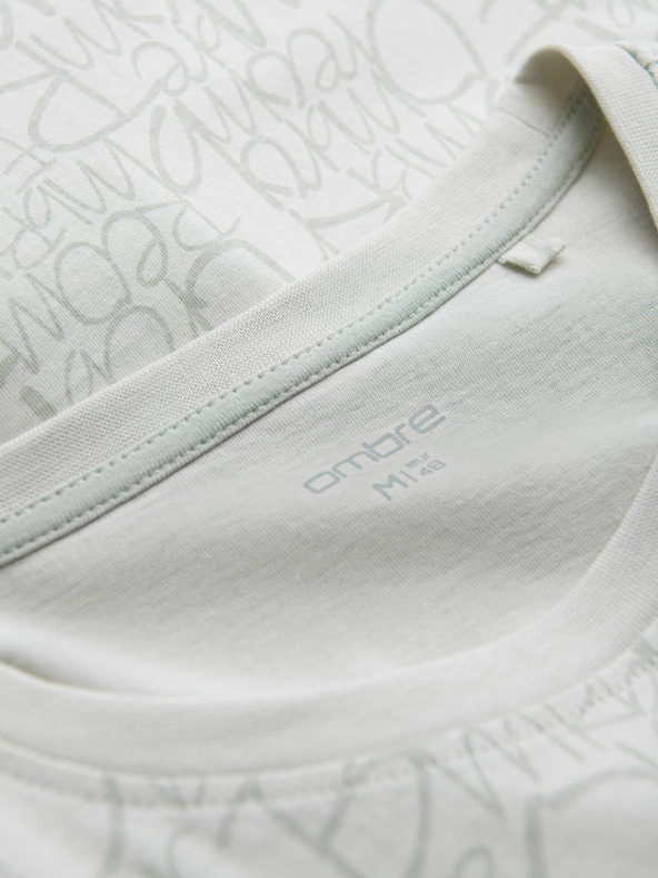 Ombre Clothing Moško bombažno majico s potiskom črk in žepom - rumeno-zelena V4 S2042 Ombre Clothing