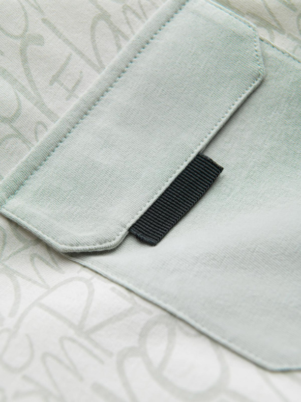 Ombre Clothing Moško bombažno majico s potiskom črk in žepom - rumeno-zelena V4 S2042 Ombre Clothing