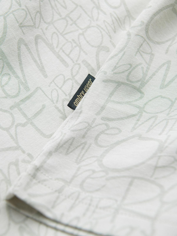 Ombre Clothing Moško bombažno majico s potiskom črk in žepom - rumeno-zelena V4 S2042 Ombre Clothing