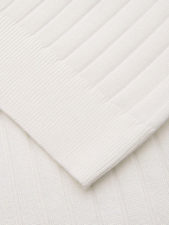 Ombre Clothing Moška polokošulja SLIM FIT iz viskoze z navpičnimi črtami - broken white V3 OM-POSS-0169 Ombre Clothing