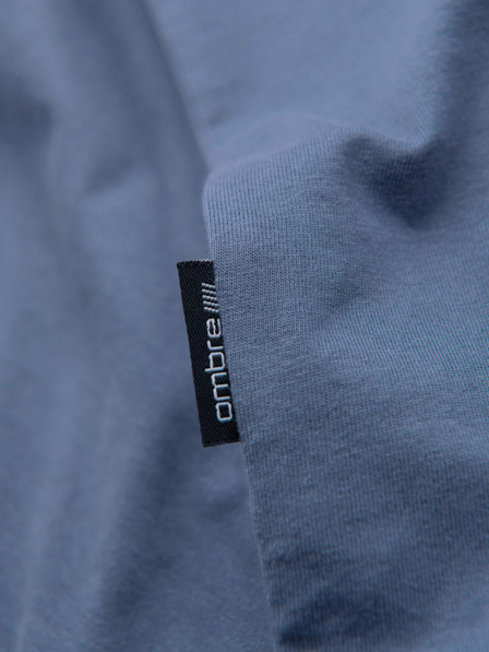 Ombre Clothing Moško bombažno majico BASIC s krožnim izrezom - bela/grafit/modra denim V8 OM-TSBS-0268 Ombre Clothing