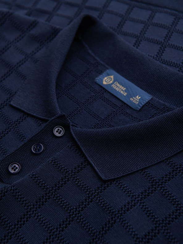 Ombre Clothing Moška viskozna prepletena polokošulja - temno modra V2 OM-POSS-0168 Ombre Clothing