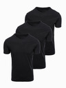 Ombre Clothing Moško bombažno majico BASIC s krožnim izrezom - 3x črna V9 OM-TSBS-0268 (3x BLACK) Ombre Clothing