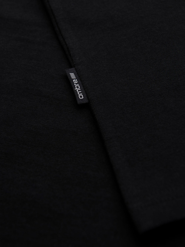 Ombre Clothing Moško bombažno majico BASIC s krožnim izrezom - 3x črna V9 OM-TSBS-0268 (3x BLACK) Ombre Clothing
