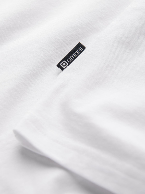 Ombre Clothing Moško majico z V izrezom in elastanom - bela V1 S2040 Ombre Clothing