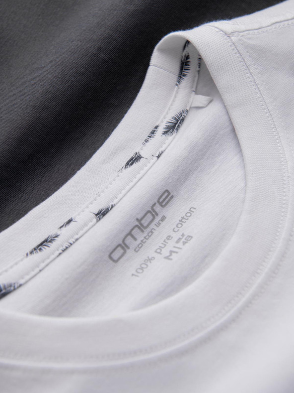 Ombre Clothing Moško dvobarvno majico s potiskom palmovih listov - grafit V2 OM-TSPT-0177 Ombre Clothing