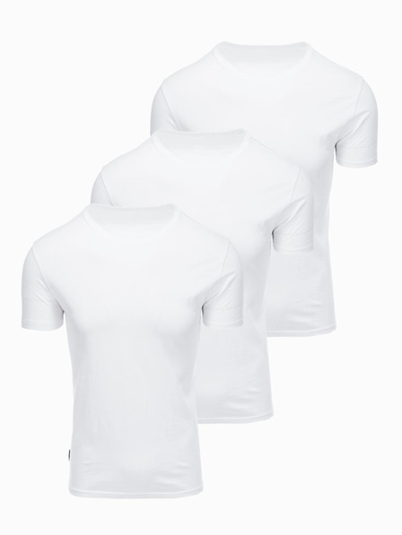 Ombre Clothing Moško bombažno majico BASIC s krožnim izrezom - 3x bela V11 OM-TSBS-0268 (3x BELA) Ombre Clothing