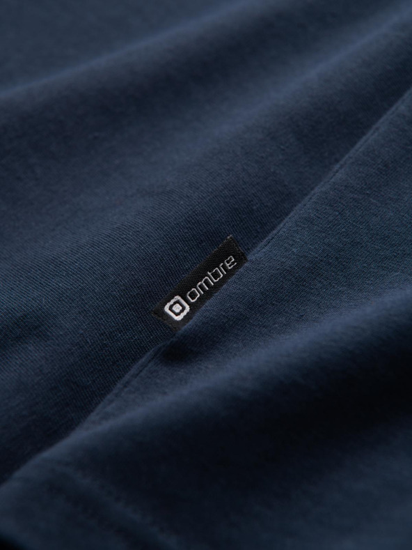 Ombre Clothing Podpisana moška majico z V izrezom in elastanom - temno modra V2 S2040 Ombre Clothing