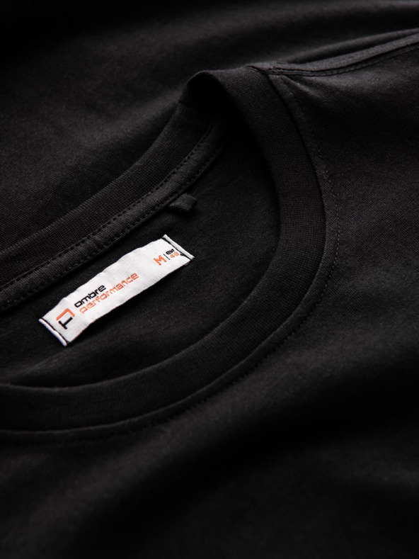 Ombre Clothing Moško bombažno majico s kontrastnim dvobarvnim potiskom - črna V1 OM-TSPT-0219 Ombre Clothing