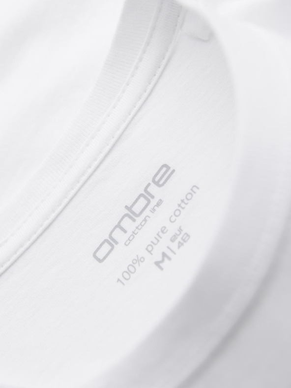 Ombre Clothing Moška bombažna srajčna garnitura BASIC s krožnim izrezom - siva-zelena/bela/bež V14 OM-TSBS-0268 Ombre Clothing