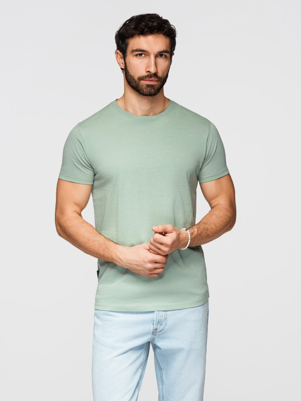 Ombre Clothing Moška bombažna srajčna garnitura BASIC s krožnim izrezom - siva-zelena/bela/bež V14 OM-TSBS-0268 Ombre Clothing